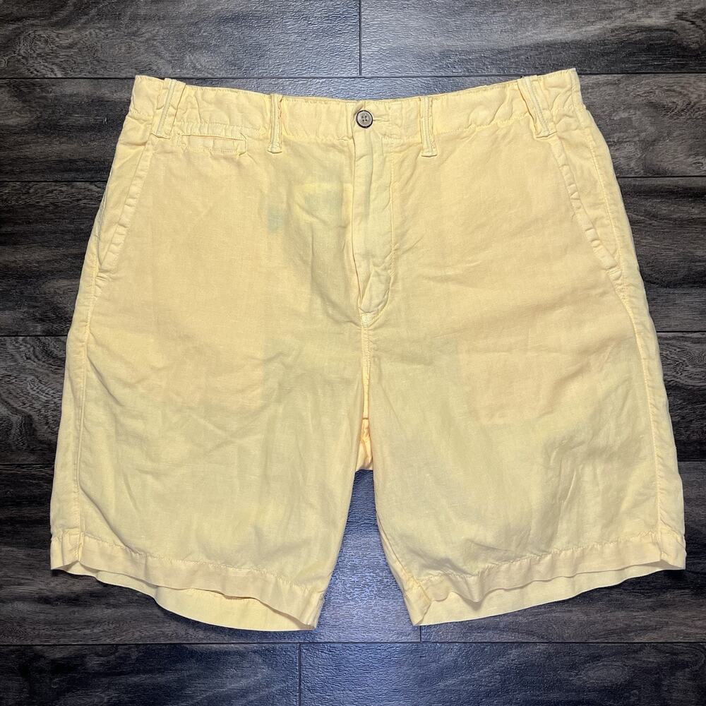 Polo Ralph Lauren Maritime Linen Cotton Shorts Men's 34 Yellow Naval Tailors EUC